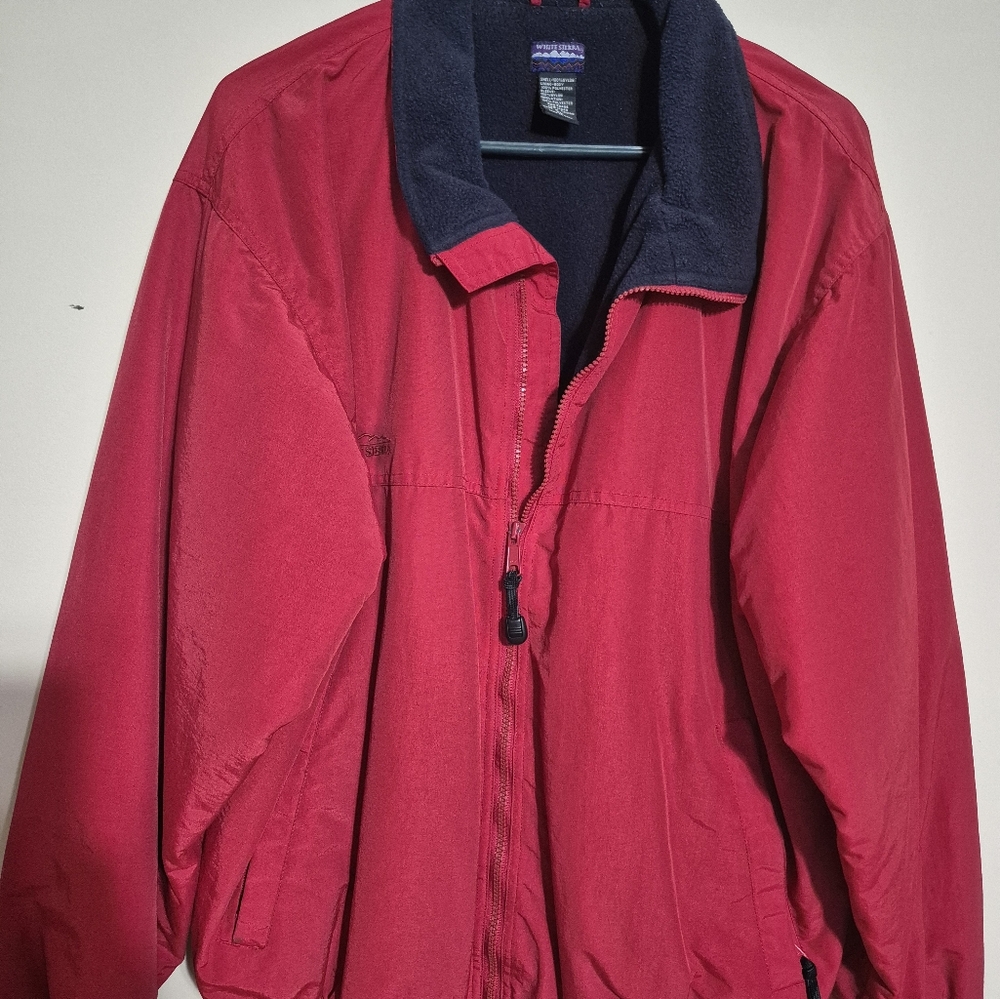 Vintage White Sierra Jacket Coat Mens XL Red Full Zip Fleece Lined Outdoor Y2K
